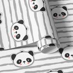 Papel de Parede Azul com Pandas (Infantil)