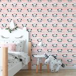Papel de Parede Rosa com Pandas (Infantil)
