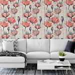 Papel de Parede Pintura Flores Vermelhas 