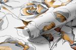 Papel de Parede Rosas Brancas com Dourado