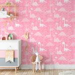 Papel de Parede Dinossauros (Rosa)