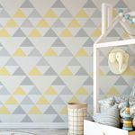 Papel de Parede Triângulos Amarelo e Cinza (Grande)