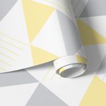 Papel de Parede Triângulos Amarelo e Cinza (Grande)