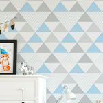 Papel de Parede Triângulos Azul e Cinza (Grande)