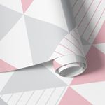 Papel de Parede Triângulos Rosa e Cinza (Grande)