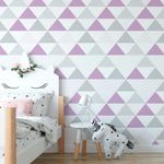 Papel de Parede Triângulos Lilás e Cinza (Grande)