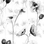 Papel de Parede Flores Aquarelas (Preto e Branco)