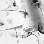 Papel de Parede Flores Aquarelas (Preto e Branco)