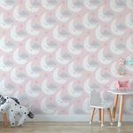 Papel de Parede Infantil Nuvens e Lua (Rosa)
