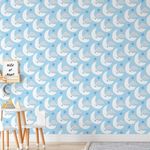 Papel de Parede Infantil Nuvens e Lua (Azul)