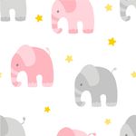Papel de Parede Elefantes (Rosa e Cinza)