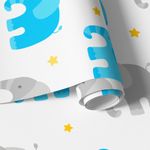 Papel de Parede Elefantes (Azul e Cinza)