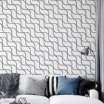 Papel de Parede Geométrico (Branco e Cinza)