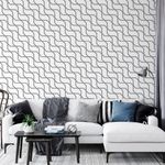 Papel de Parede Geométrico (Branco e Cinza)