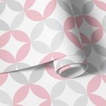Papel de Parede Infantil Círculos Abstratos (Rosa e Cinza)