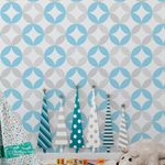 Papel de Parede Infantil Círculos Abstratos (Azul e Cinza)