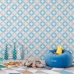 Papel de Parede Infantil Círculos Abstratos (Azul e Cinza)