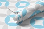 Papel de Parede Infantil Círculos Abstratos (Azul e Cinza)
