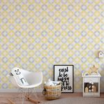 Papel de Parede Infantil Círculos Abstratos (Amarelo e Cinza)