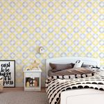Papel de Parede Infantil Círculos Abstratos (Amarelo e Cinza)