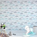 Papel de Parede Infantil Nuvens Tons de Azul 