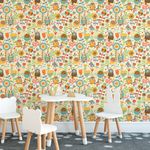 Papel de Parede Corujas e Flores Coloridas 
