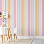 Papel de Parede Listras Rosas e Amarelas 