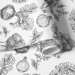 Papel de Parede para Cozinha de Legumes (Preto e Branco)