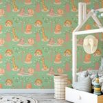 Papel de Parede Infantil Animais Safari (Verde)