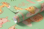 Papel de Parede Infantil Animais Safari (Verde)