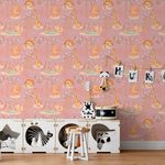 Papel de Parede Infantil Animais Safari (Rosa)