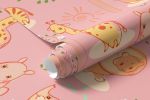 Papel de Parede Infantil Animais Safari (Rosa)