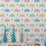 Papel de Parede Infantil Guarda Chuva Colorido 