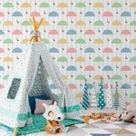 Papel de Parede Infantil Guarda Chuva Colorido 