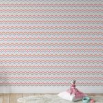Papel de Parede Adesivo Chevron Rosa e Cinza 