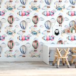 Papel de Parede Infantil Balões e Aviões 