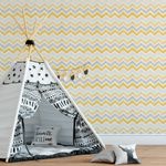 Papel de Parede Chevron Giz Amarelo