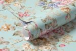 Papel de Parede Azul Turquesa com Flores 