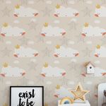 Papel de Parede Infantil Estrelas Nuvens e Coroas