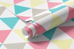 Papel de Parede Triângulos Rosa, Azul e Amarelo