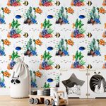 Papel de Parede Infantil Tartarugas e Peixes (Fundo do Mar)