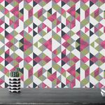 Papel de Parede Triângulos Rosa e Verde
