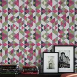 Papel de Parede Triângulos Rosa e Verde