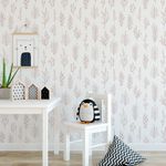Papel de Parede Galhos Rosas com Fundo Branco