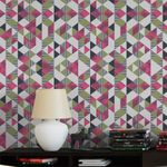Papel de Parede Triângulos Rosa e Verde