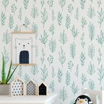 Papel de Parede Galhos Azul com Fundo Branco