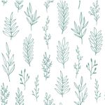 Papel de Parede Galhos Azul com Fundo Branco