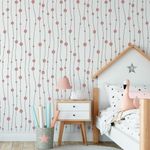 Papel de Parede Linhas e Bolinhas Rosa