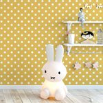 Papel de Parede Amarelo com Poá Branco