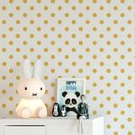 Papel de Parede Branco com Poá Amarelo